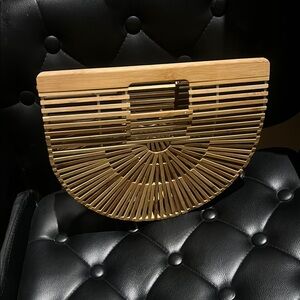 Elegant Bamboo Half-Moon Handbag